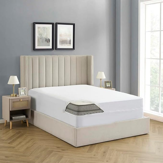 Twin Mattress Protector – Waterproof Zippered Mattress Encasement – Breathable Polyester Membrane – Fits 10″–13″ Deep Mattresses – Full Encasement, Bed Bug & Liquid Barrier, Machine Washable