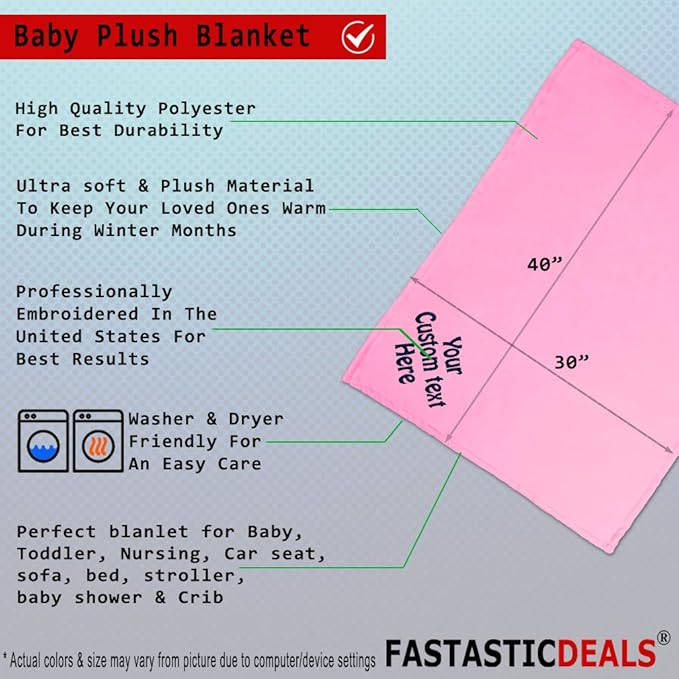 Nursery Bedding Baby Blankets for Boys & Girls Custom Personalized Text Name