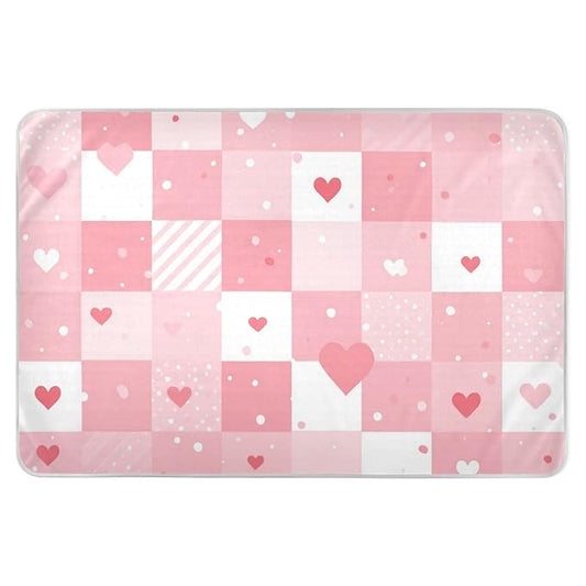 Waterproof Bed Pad Reusable Changing Pad Toddler Mattress Protector Large Pee Pad Baby Diaper Pad Soft Washable Liner Pink White Checkered Plaid Hearts Stripes