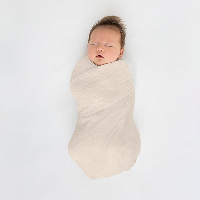 SwaddleDesigns Cotton Muslin Swaddle Blankets for Baby Boy & Baby Girl, Set of 4, Neutral Receiving Blankets for Newborn, Baby Registry & Gift, 46x46 inches, Warm Glow