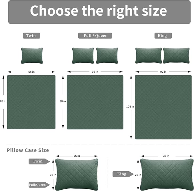 Easy-Going Twin Size Reversible Quilt Set with 1 Quilt and 1 Pillow Sham, Soft Bed Quilt Cover, Water Resistant Lightweight Microfiber Bedspread, Stain Resistant, Cyan/Ivory