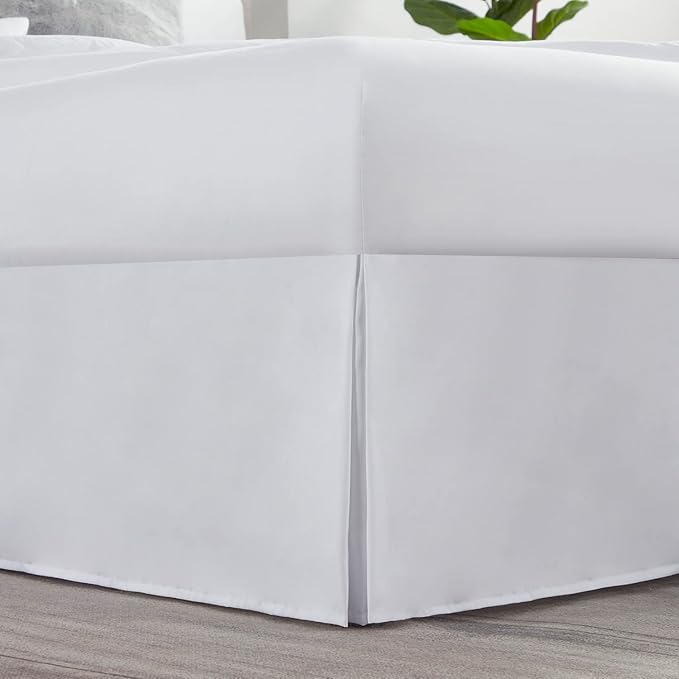 Nestl White Bed Skirt King Size - King Bed Skirt 14 Inch Drop - Brushed Microfiber Bed Skirts - Hotel Quality Pleated Bed Skirt - Shrinkage & Fade Resistant