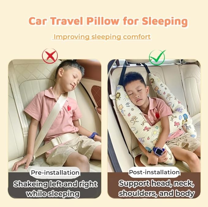 H-Shaped Car Travel Pillow for Kids & Adult-Adjustable Car Seat Pillow, Soft Ergonomic Neck Head Support Sleeping Cushion for Long Distance Travel