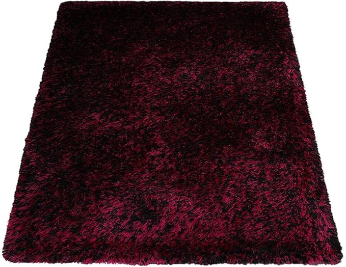 Hand Tufted SHAG Polyester ECO-Friendly Area Rugs - 6'x9', Rectangle, Violet Black, Solid Plain Design, High Pile Thick Handmade Anti Skid Rugs for Living Room, Bed Room K00111