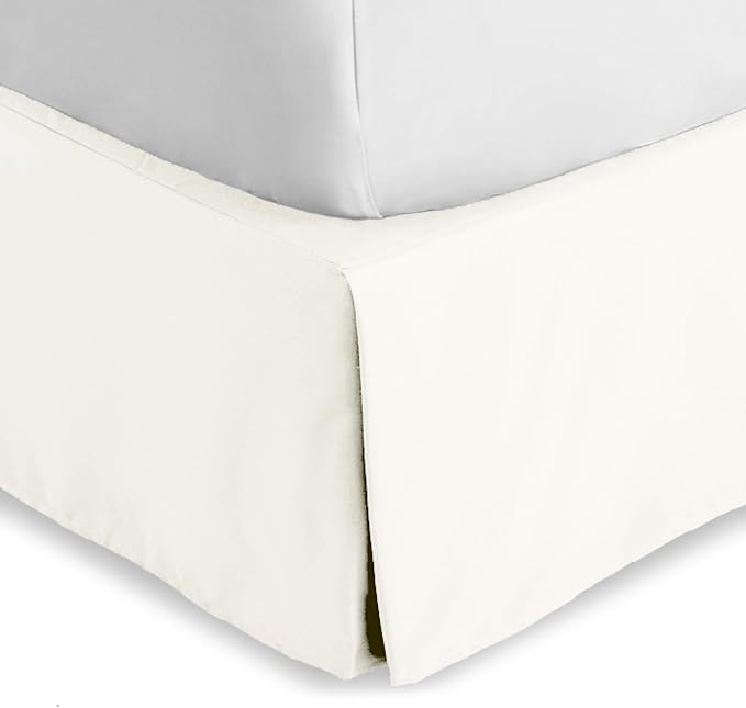 Bare Home California King Bed Skirt - 15-Inch Tailored Drop Easy Fit - Bed Skirt for Cal King Beds - Center & Corner Pleats (Cal King, Cream)