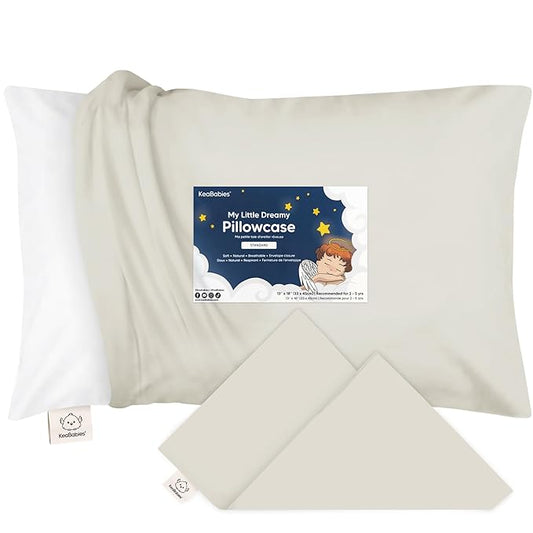 KeaBabies Toddler Pillowcase 13"x18" - Organic Cotton Toddler Pillowcase for Kids, Boys, Girls, Soft & Durable Cotton Cover for Miniature Sleepy Pillows,Cute Colors,Pillow Sold Separately(Pearl Gray)