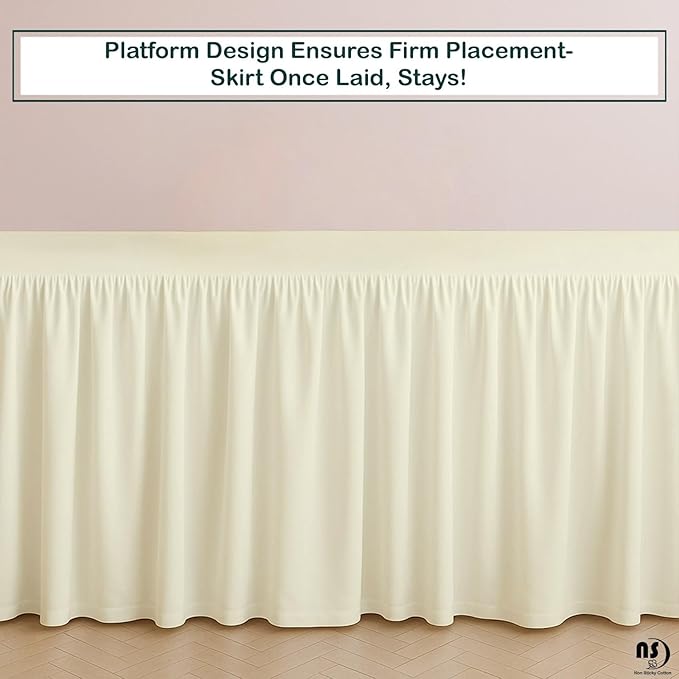 Premium Microfiber Twin XL Ruffled Bed Skirt, 8” Drop with Split Corners, Soft Wrinkle Free Bedskirt with Platform, Solid Ivory Dust Ruffle for 39" x 80" Mattress