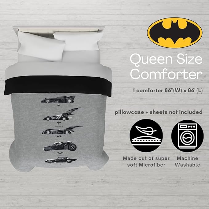 Franco Collectibles Batman DC Comics Classic Bedding Super Soft Cozy Microfiber Reversible Comforter, Queen, (Officially Licensed Product)