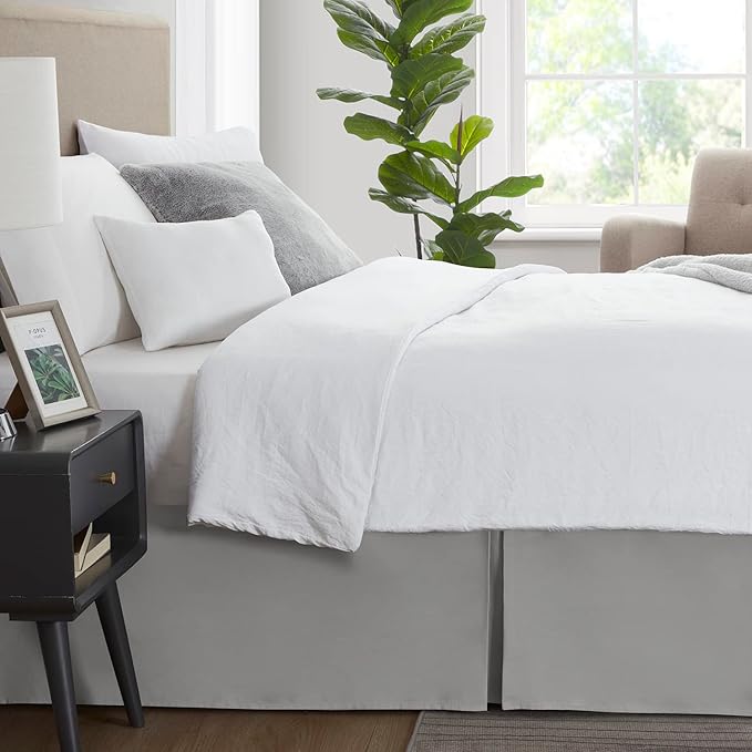 Nestl Silver Full Bed Skirt - Full Size Bed Skirt 14 Inch Drop - Brushed Microfiber Bed Skirts - Hotel Quality Pleated Bed Skirt - Shrinkage & Fade Resistant
