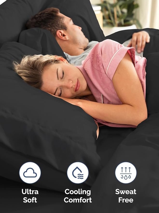Extra Deep Twin Sheet Set - 4 Piece Breathable and Cooling Sheets - Hotel Luxury Bedding for Women, Men, Kids & Teens - Easy & Secure Fit - Soft, Wrinkle Free and Comfy - Extra Deep Pockets - Black