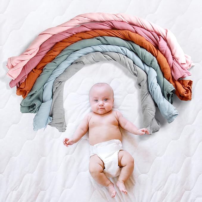 Premium Soft Muslin Cotton Newborn Baby Swaddle Blanket Unisex Swaddle Wrap Silky Swaddle Blankets Neutral Receiving Blanket for Newborn Boys and Girls Large 47 x 47 inches(120x120cm) (Lightpurple)