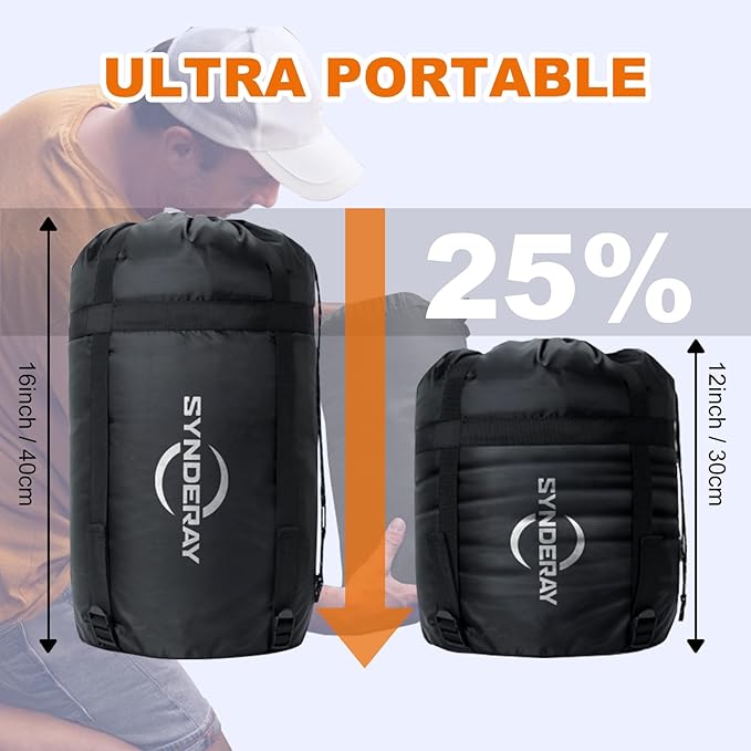 Sleeping Bags for Adults Cold Weather & Warm - Backpacking Camping Sleeping Bag for Kids 10-12, Girls, Boys - Lightweight Compact with Compression Sack