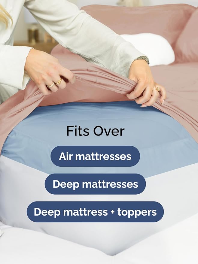 Extra Deep Twin XL Sheet Set - 4 Piece Breathable and Cooling Sheets - Hotel Luxury Bedding for Women, Men, Kids & Teens - Easy & Secure Fit - Soft, Wrinkle Free and Comfy - Extra Deep Pockets - Mauve