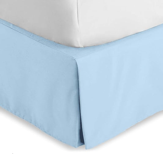 Bare Home Kids Twin Bed Skirt - 15-Inch Tailored Drop Easy Fit - Bed Skirt for Beds - Center & Corner Pleats (Twin, Light Blue)