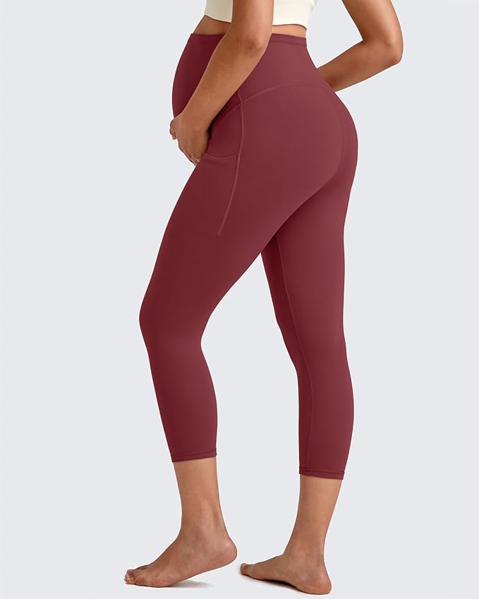 G4Free BareFeel Maternity Leggings with Pockets Over The Belly Stretchy Workout Yoga Pregnancy Pants