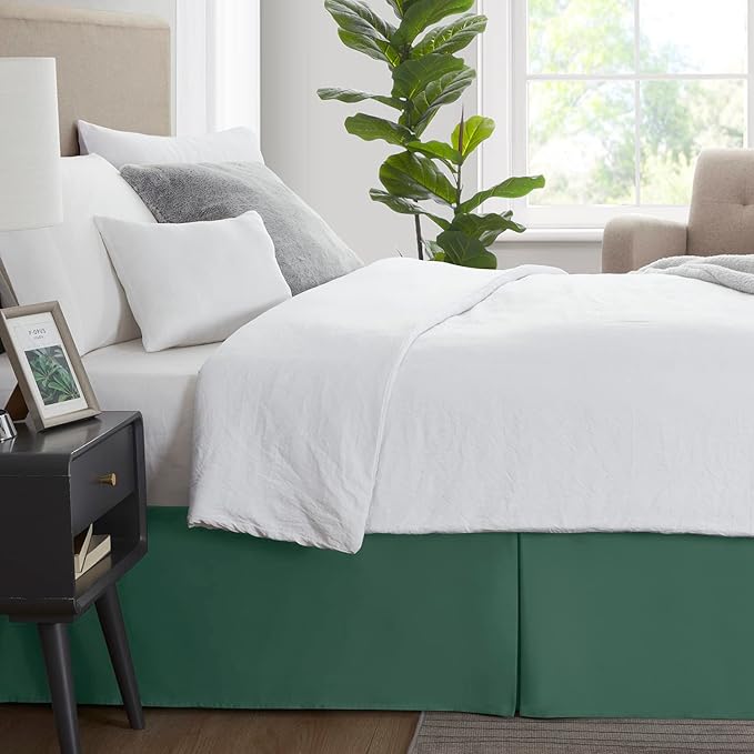Nestl Hunter Green Bed Skirt Queen Size - Queen Bed Skirt 14 Inch Drop - Brushed Microfiber Bed Skirts - Hotel Quality Pleated Bed Skirt - Shrinkage & Fade Resistant