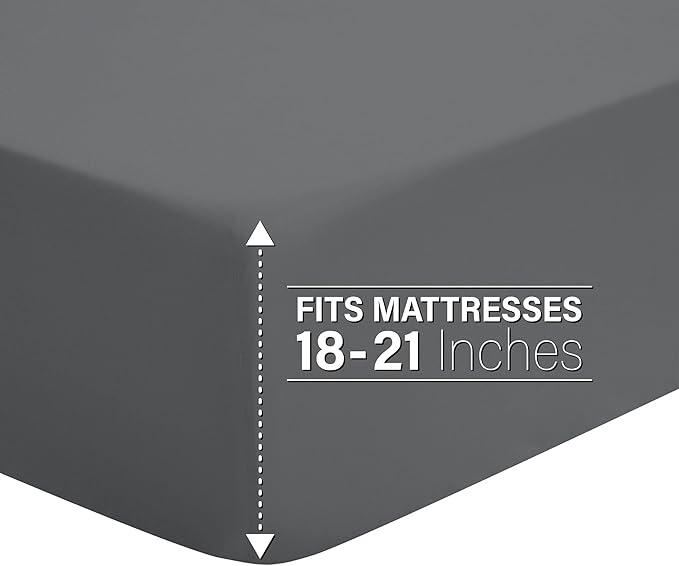 Modern Threads 6-Piece Bed Sheet Set - Deep Pocket, Soft Brushed Microfiber Sheets, Cool & Breathable for Mattress Up to 21 Inches, Includes 4 Pillowcases, Flat & Fitted Sheets, Gray Full