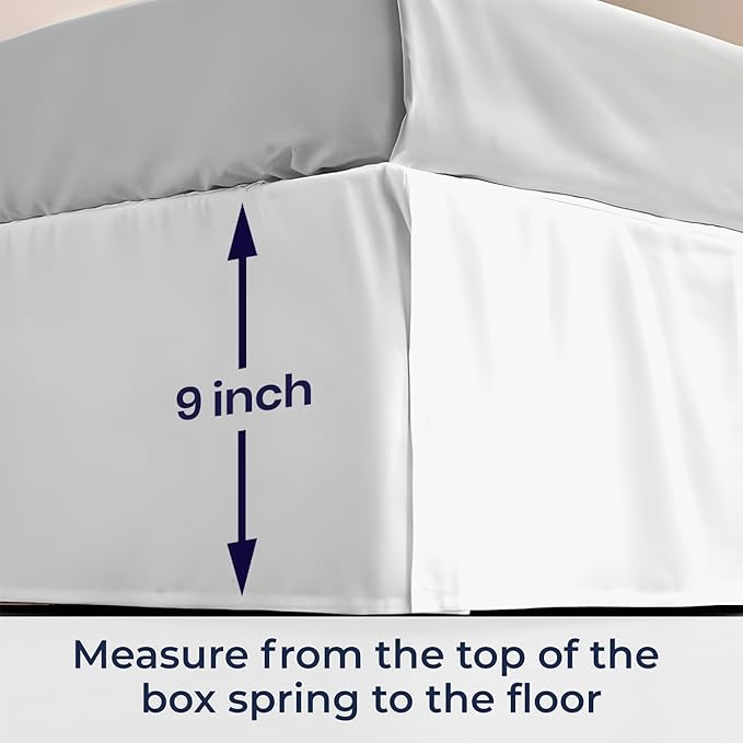 SGI Bedding 9 inch Drop Bed Skirt Full Size - Platform Style with Secure Fit, Classic Tailored Look, Elegant Pleated Style Dust Ruffle, Split Corners, Wrinkle Resistant Microfiber - White