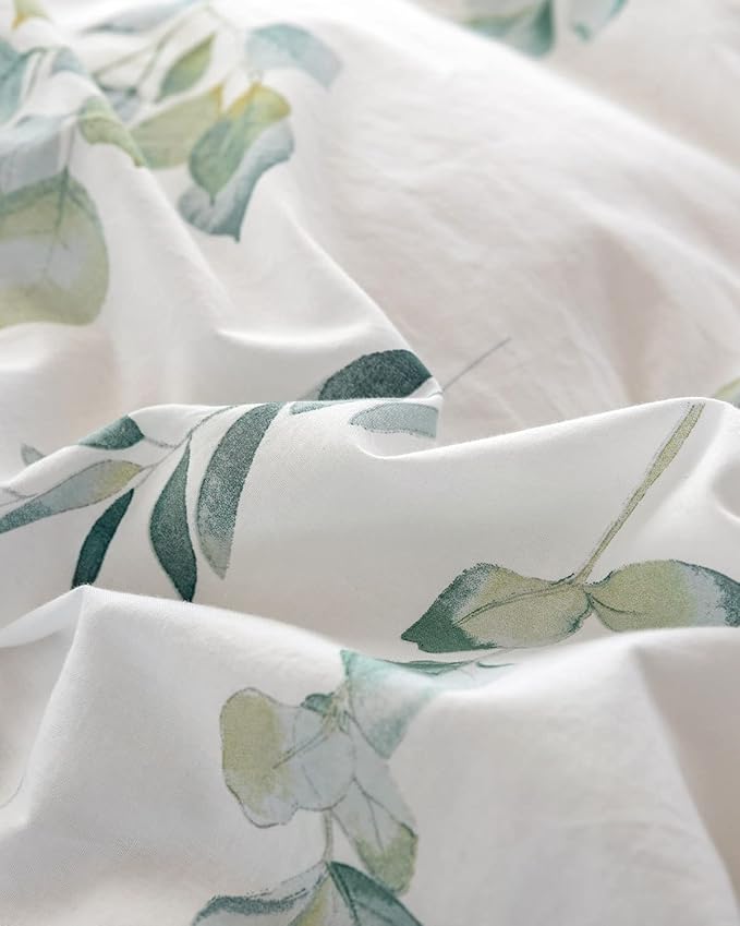 MILDLY 155x200 Duvet Cover Set 100% Washed Cotton Comforter Cover with 1 Pillow Shams 80x80
