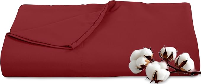 Royale Linens 300 Thread Count 100% Long Staple Combed Cotton Flat Sheet - Super Soft - Top Sheets - California King Flat Sheet Sold Separately - Breathable, Cool & Crisp Sheets Only (Cal King, Red)