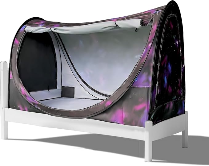 Pop-Up Bed Tent Twin Size, Indoor Privacy Canopy with 4 Doors & Mosquito Mesh – Breathable Sleeping Tent for Bedroom, Dorm, or Home Use, Easy Foldable Design