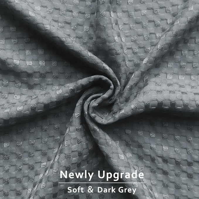 MIYE Pleated Waffle Weave Bed Skirt, Tailored Dust Ruffle 14 Inch Drop Easy Fit, Machine Washable (Dark Grey, King - 14" Drop)