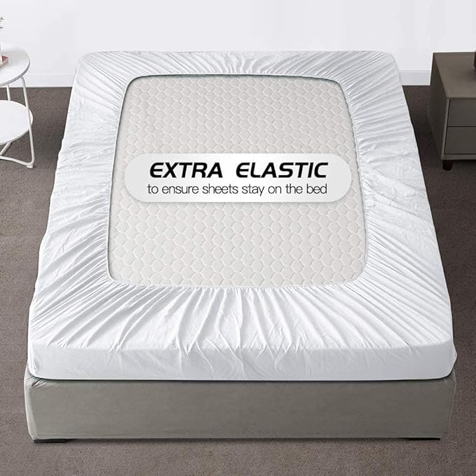Luxury 1-Piece Fitted Sheet + 2-Piece Pillowcases(Without Flat Sheet) California King – 800 TC Pima Cotton, Heavyweight Fabric, Deep 15" Pockets, Ultra Soft & Durable (White)