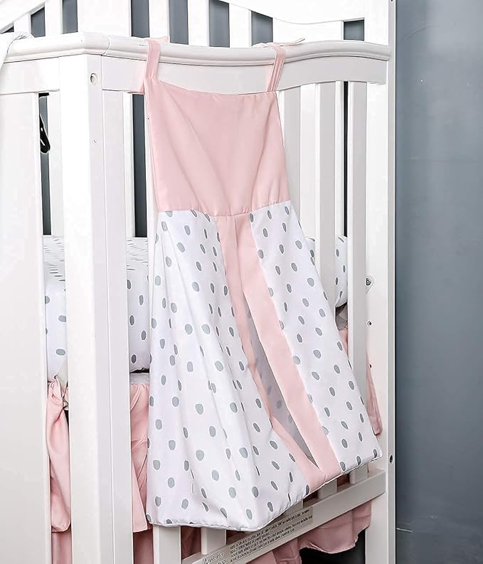 PINNKKU 4-Piece Crib Bedding Set for Boy Girls, Includes Crib Skirt, Blanket, Crib Sheet & Diaper Bag, Baby Girl Crib Bedding Set, Floral