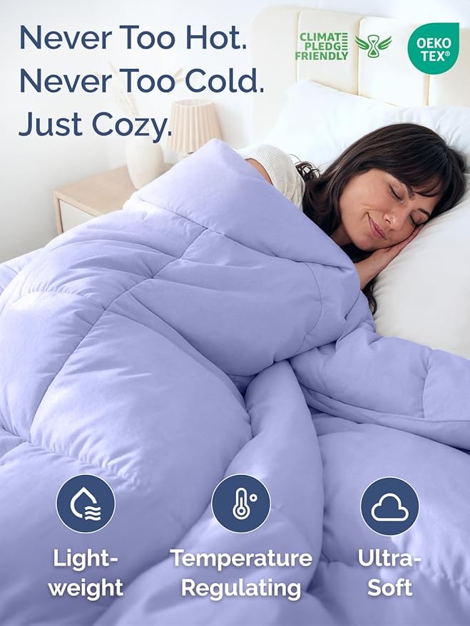 Full Size, Lavender Alternative Down Comforter - Warm, Lightweight & Breathable Hotel Quality Bedding Set for Men, Women, Kids & Teens - All Season Oversized Cooling Microfiber Duvet Insert Comforter
