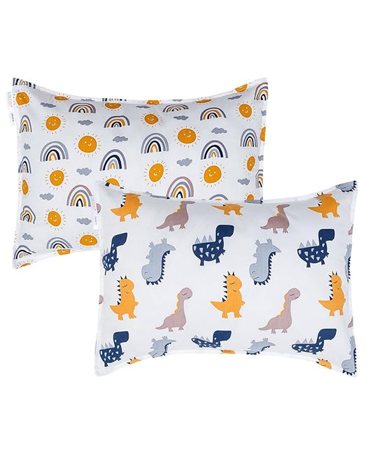 ALVABABY Toddler Pillowcases 2 Pack Organic Cotton Kids Pillow Cover Fit 13"x 18" or 12"x22" Envelope for Girl Boy Sleepy Travel