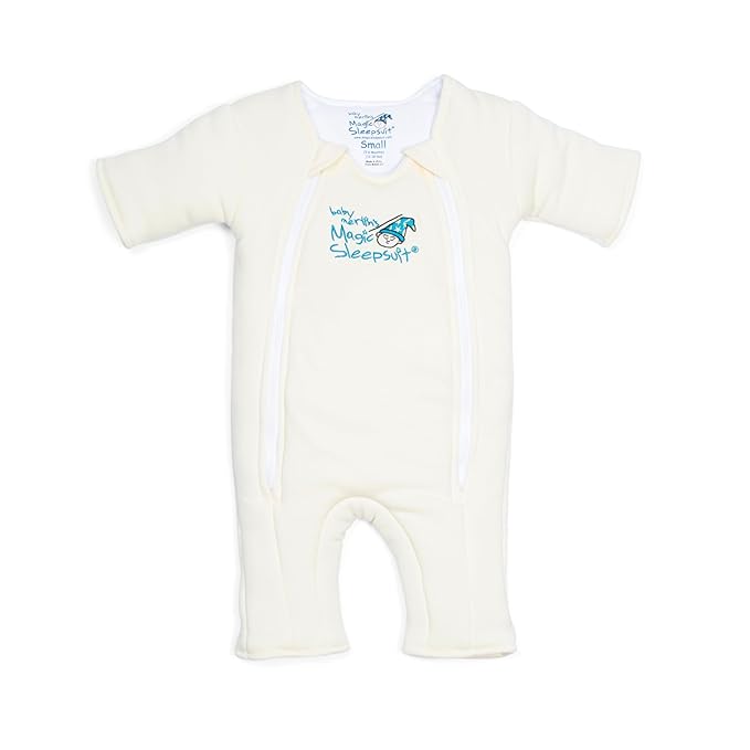 Magic Sleepsuit Baby Merlin's Microfleece Baby Swaddle Transition Product - Soft and Cozy Design, Double Zipper for Easy Diaper Changes, Promotes Safe Sleep, 3-6 Months - Cream - Small 12-18lbs