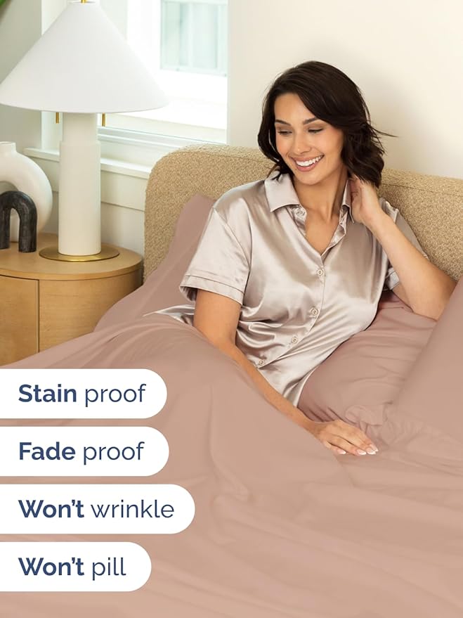 Extra Deep Queen Sheet Set - 6 Piece Breathable and Cooling Sheets - Hotel Luxury Bedding for Women, Men, Kids & Teens - Easy & Secure Fit - Soft, Wrinkle Free and Comfy - Extra Deep Pockets - Mauve