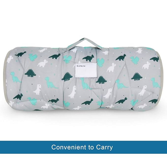 Toddler Nap Mat with Blanket 50" x 21" x 1.5", Nap Mat for Boys Girls Super Soft and Cozy, Kids Sleeping Bag for Preschool, Daycare, Toddler Sleeping Bag, Gray