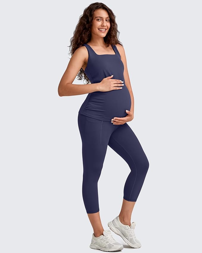 G4Free BareFeel Maternity Leggings with Pockets Over The Belly Stretchy Workout Yoga Pregnancy Pants