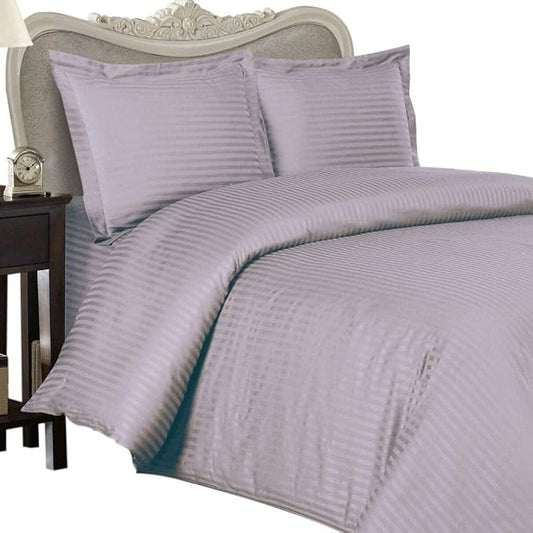 4 Piece Luxurious 1000 Thread Count Full Size Siberian Goose Down Comforter Set 100% Egyptian Cotton, Lilac Stripe Color, 1000 TC - 750FP - 50Oz.