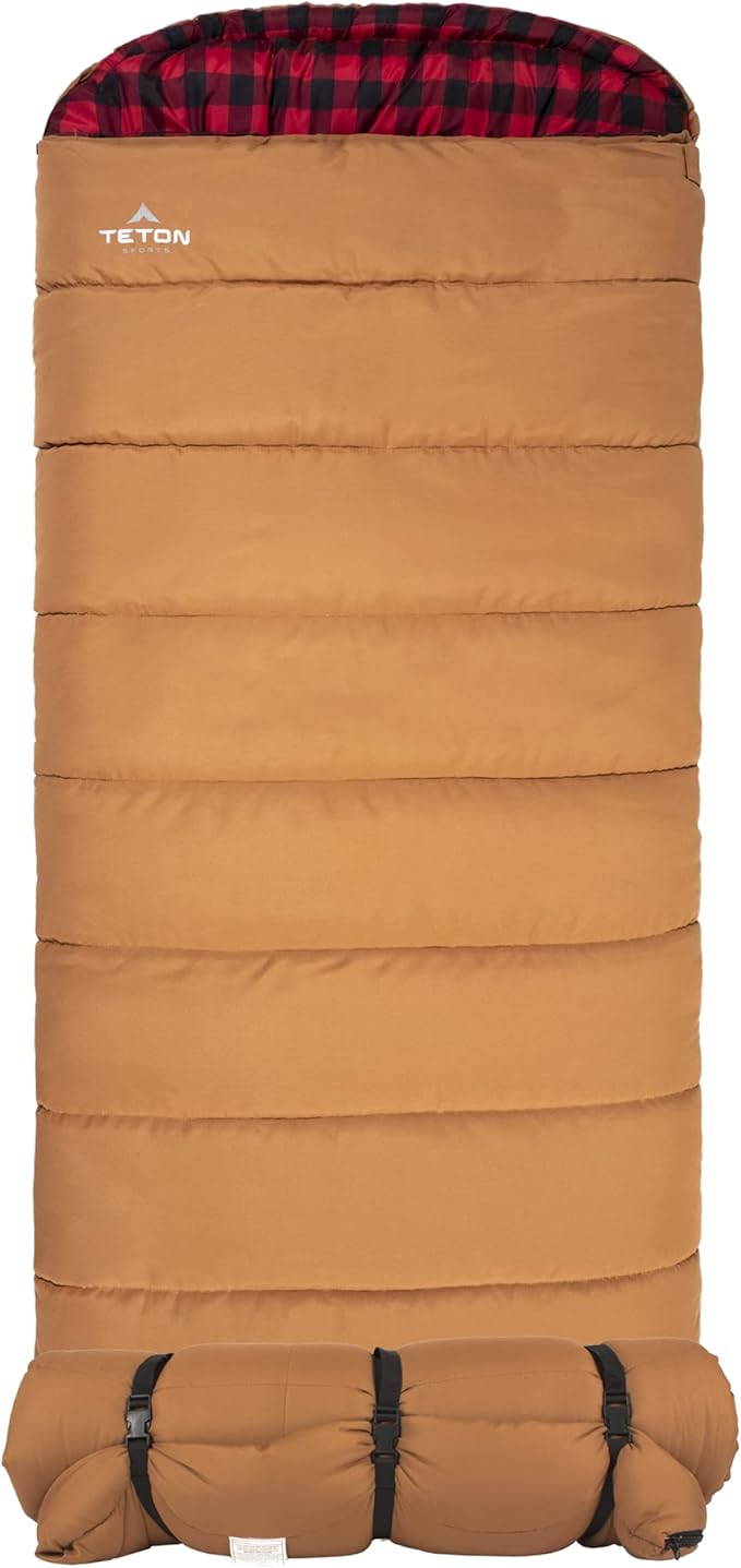 TETON Sports Deer Hunter Sleeping Bag, Warm and Comfortable Camping Sleeping Bag, Teton Tough Canvas Shell for Camping, Hunting, and Cold Weather