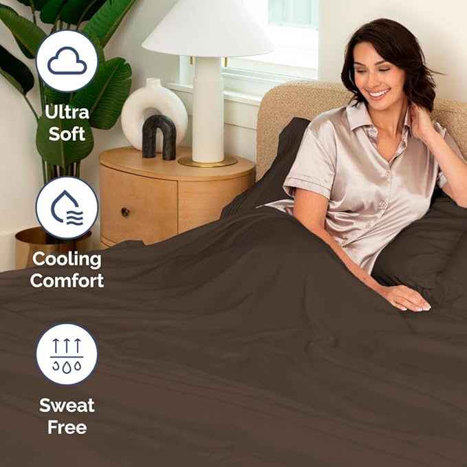 Full XL Bed Sheet Set - 4 Piece Extra Long Extended Full XL Sheets - Ultra-Soft, Breathable & Cooling - Fits 8” to 16" Mattress w/ Deep Pockets - 54" x 80" - Easy-Fit, Wrinkle & Fade Resistant - Brown