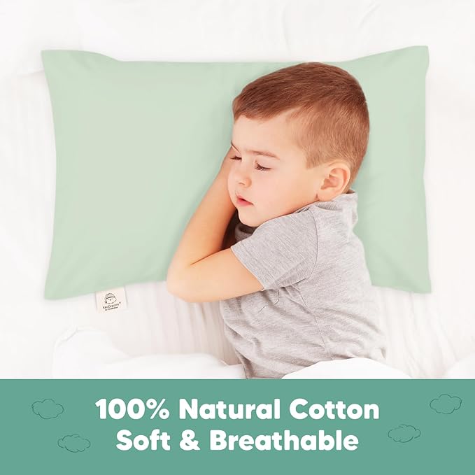 KeaBabies Toddler Pillowcase 13"x18" - Organic Cotton Toddler Pillowcase for Kids, Boys, Girls, Soft & Durable Cotton Cover for Miniature Sleepy Pillows, Cute Colors, Pillow Sold Separately (Sage)