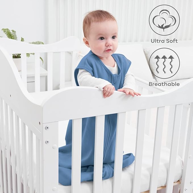 Yoofoss Baby Sleep Sack 0-6 Months 0.5 Tog Wearable Blanket for Baby, 3 Pack 100% Organic Cotton Infant Toddler Sleeping Sack 2-Way Zipper Lightweight Sleep Sack