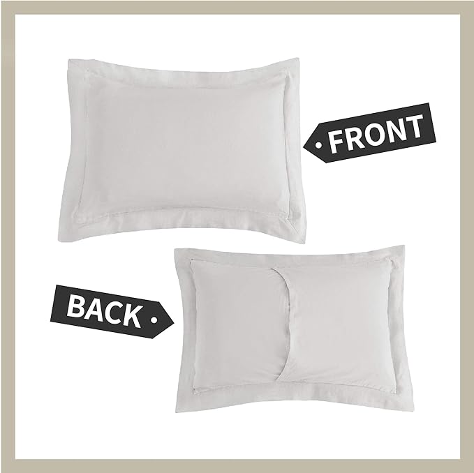 Simple&Opulence 100% Linen Duvet Cover Set, 3 PCS Natural French Flax Light Grey Duvet Cover Full Size, Breathable Soft Comfy Linen Bedding Comforter Cover with 2 Pillowcases(Light Grey, 78"x86")