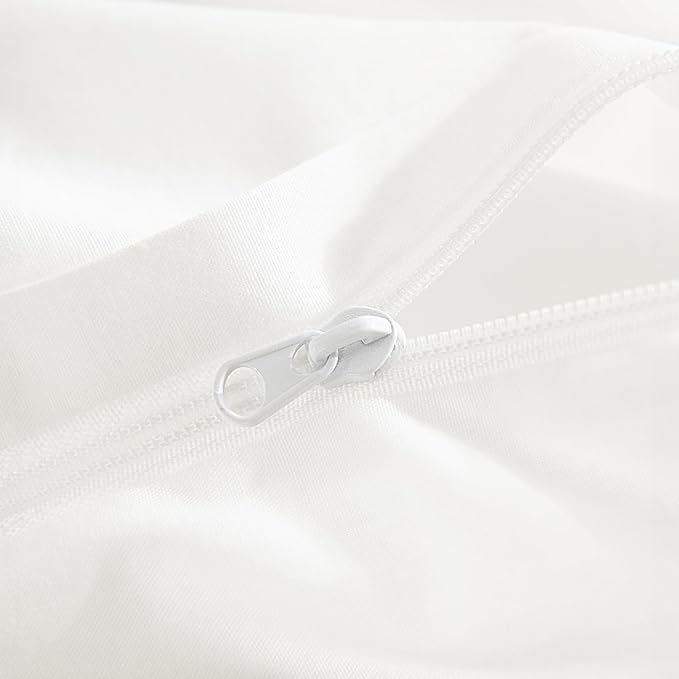 NEXHOME PRO Twin Duvet Cover Set – 100% Certified Organic Cotton with Washed Feel & Linen-Like Texture, Comfortable & Breathable, Home Bedding Set Bright White (No Comforter) 6890