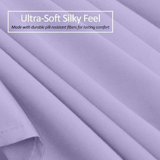 Bed Skirt - 25 Inch Fall Tailored Drop Pleated Dust Ruffle, 100% Egyptian Cotton - Solid Pattern and Color ( Queen, Solid, Lavender)