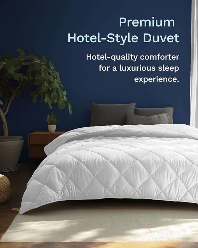 ViscoSoft Microfiber All Seasons Down Alternative Quilted Comforter - Cooling Breathable Premium Soft Reversible Microfiber Duvet Blanket, White, Full