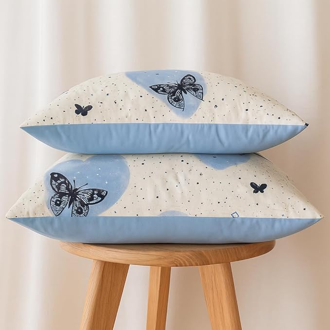 Blue Butterfly Duvet Cover Set Twin Cornflower Blue Reversible Bedding Microfiber Soft Breathable Comforter Cover Pillowcase Dorm Bedroom Apartment Decor Cozy Bedding Collection Machine Washable