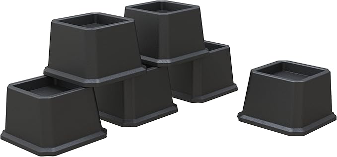 Bed Risers 2 Inch Heavy Duty Bed Elevators, Set of 6 Lifts Up 2000 lbs Furniture Riser for Sofa and Table, Black