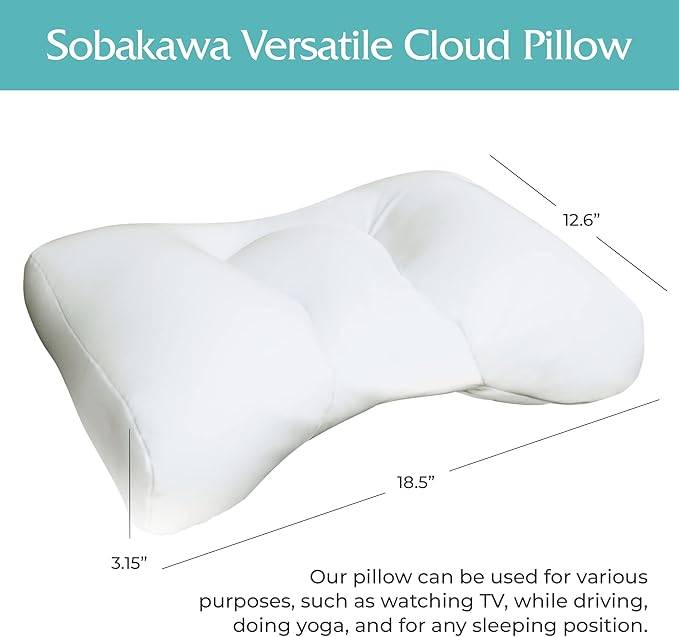 Sobakawa Cloud Pillow with Microbead Fill- Microbead Pillow- Contoured-Shaped Pillow for Neck and Head- Support Pillow for Sounder Sleep- Microbead Pillow for Sleeping- White