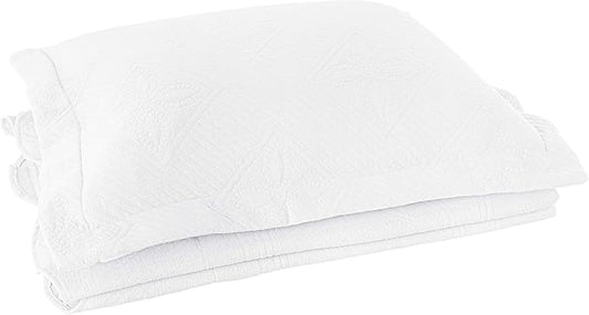 Superior 2 Piece Celtic Circles Cotton Bedspread Set, Decorative Bed Spread, Home Bed Decor, 1 Pillow Sham, Medium Weight Blanket, Matelasse Coverlet Bedding, Wedding Ring Design, Twin, White