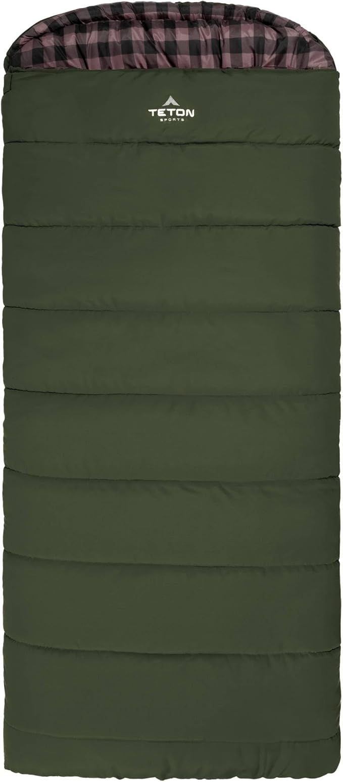 TETON Sports Deer Hunter Sleeping Bag, Warm and Comfortable Camping Sleeping Bag, Teton Tough Canvas Shell for Camping, Hunting, and Cold Weather