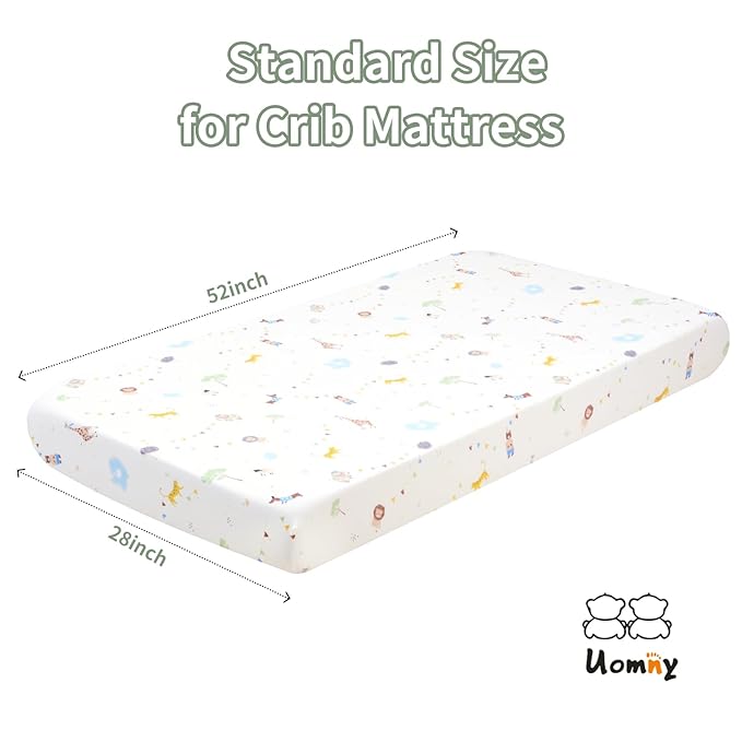 UOMNY Crib Sheet,Boys Girls Crib Sheets Baby Sheet for Standard Crib and Toddler Mattresses Nursery Bedding Sheet Crib Mattress Sheets for Boys and Girls 1 Pack Toddler Sheet