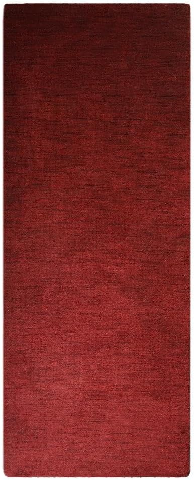 Hand Knotted Loom Wool ECO-Friendly Area Rugs - 2'6''x6', Runner, Red Color, Solid Plain Design, High Pile Thick Handmade Anti Skid Area Rugs for Living Room, Bed Room (L00111)